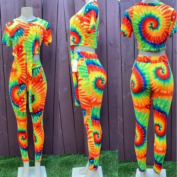 Tye-Dye Matching Set [Orange Blue Green] - Picture 4 of 13